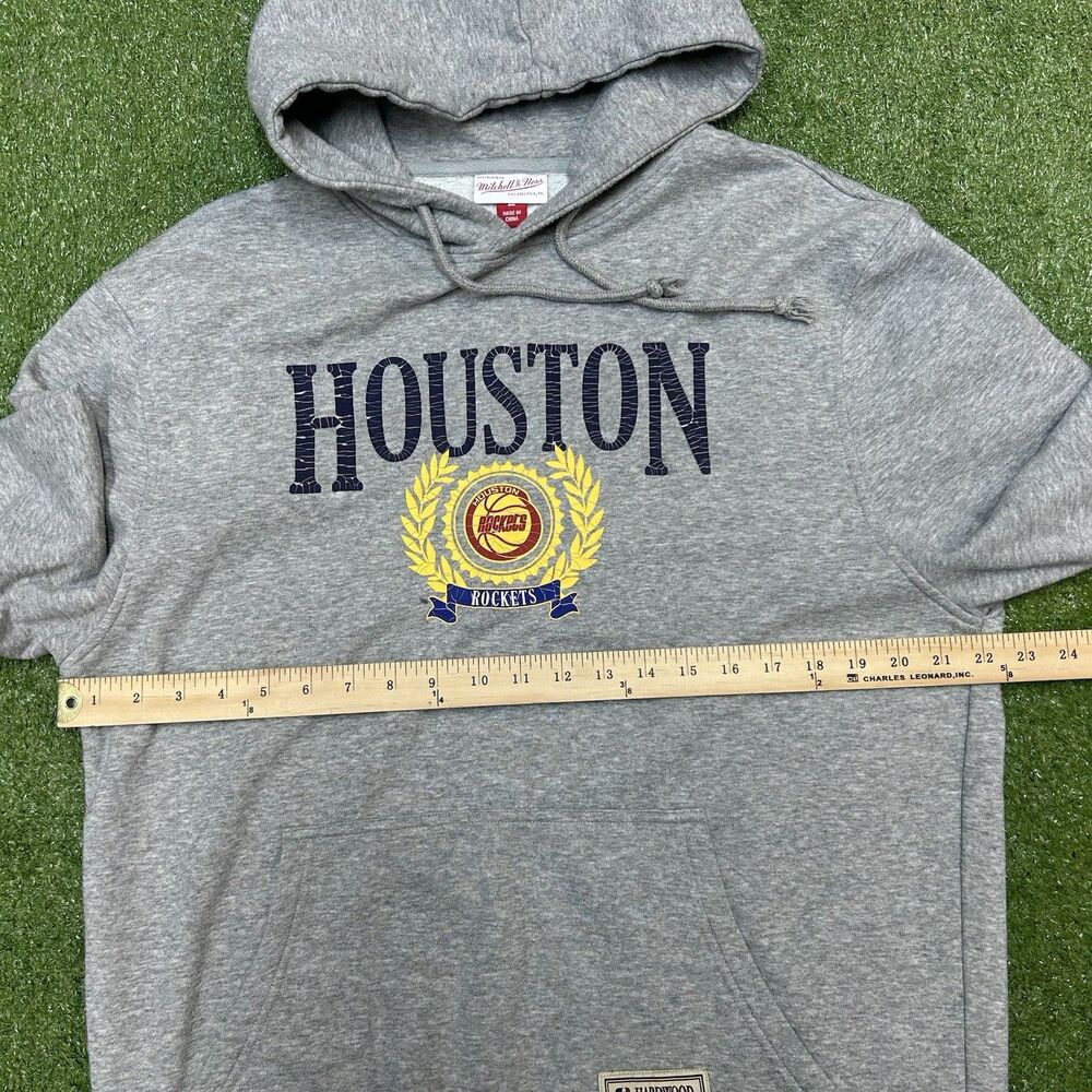 Mitchell & Ness Houston Rockets Grey Hoodie Sweatshirt Mens Size Large - Picture 5 of 8